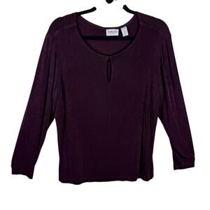 Chico's Travelers Burgundy Long Sleeve Stretchy Wrinkle Resistant Blouse Size XL